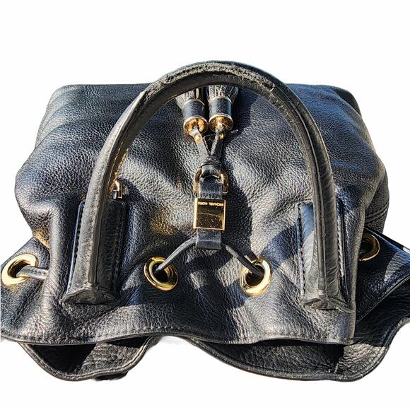 Michael Kors Distressed Pebbled Leather Double Tassel Drawstring Satchel - Picture 5 of 9